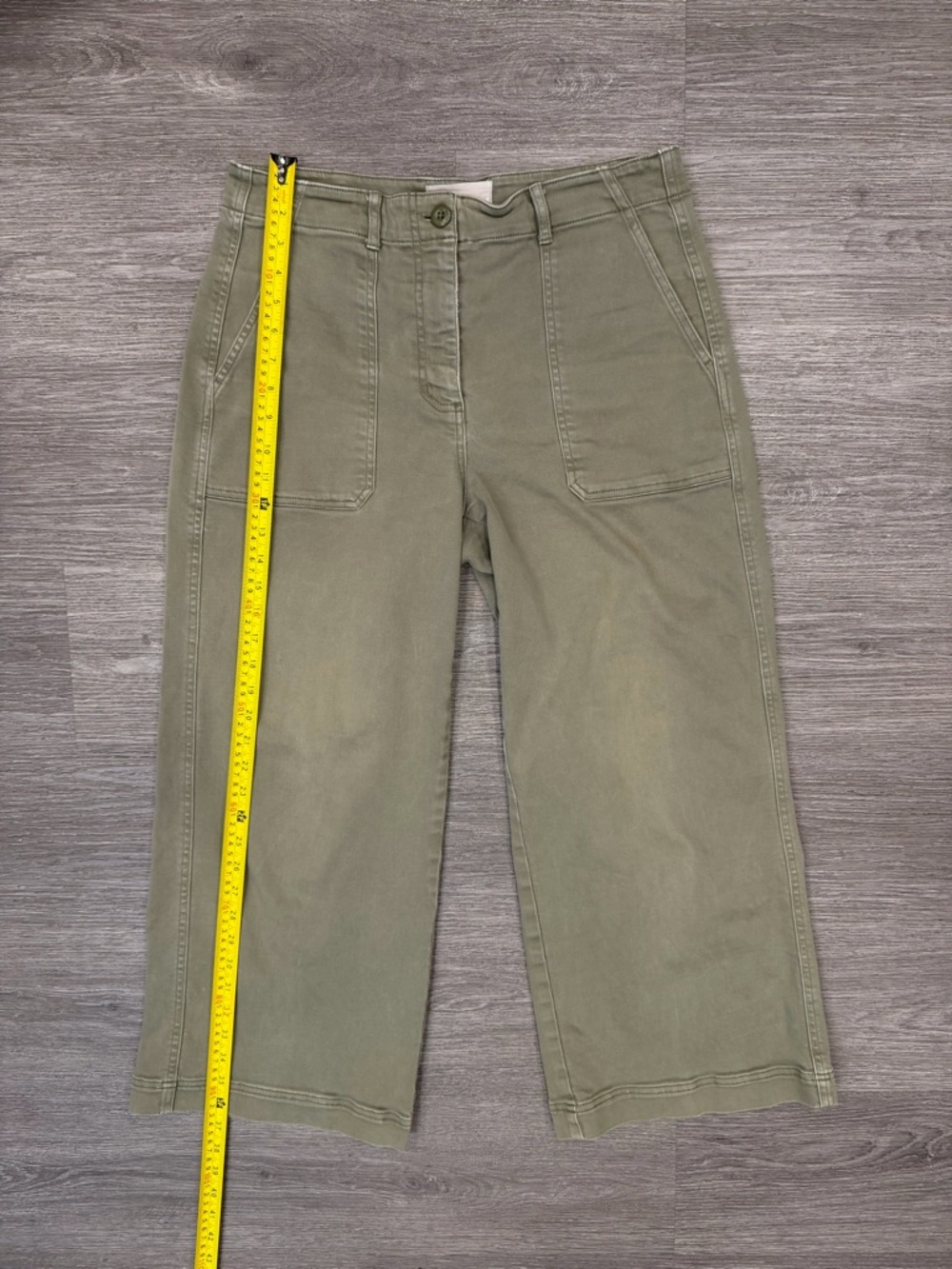 Everlane Olive Green Utility Pants with Front Button Size 8 - Picture 5 of 8